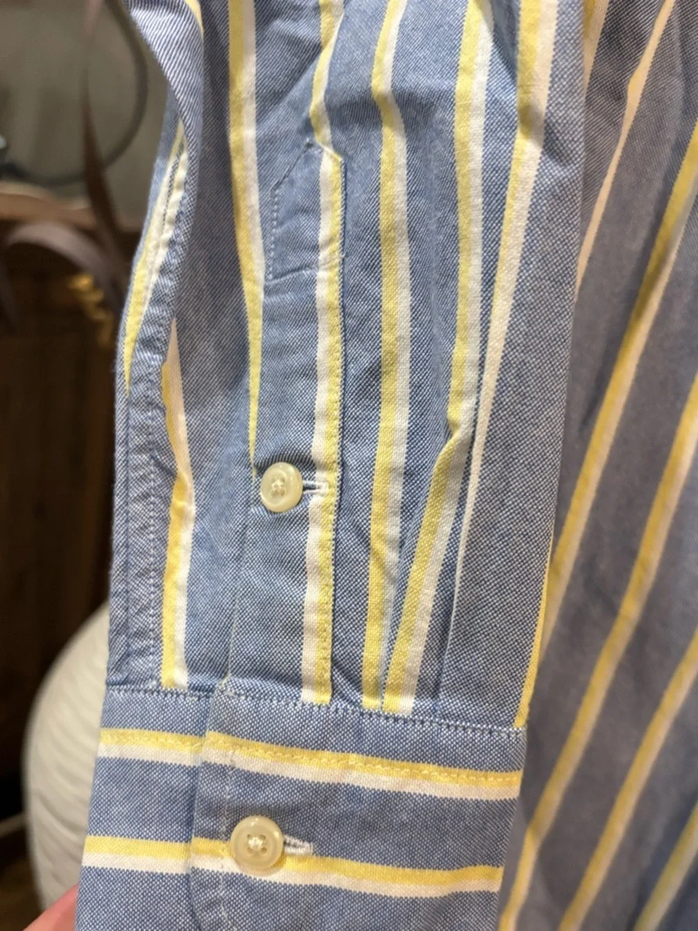 Ralph Lauren Blue and Yellow Striped Button-Down Shirt boys size small / 8